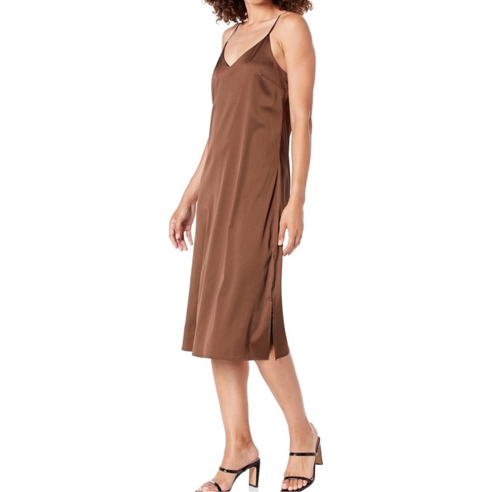 The Drop Womens Ana Silky V-Neck Midi Slip Dress